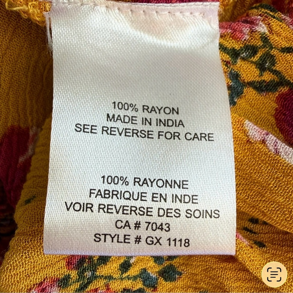 Patrons of Peace Mustard Floral Midi Dress Size S Cottagecore Boho Festival - Picture 6 of 12